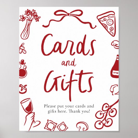 Moderne italienische Pizzakarte und Geschenke Poster (Vorne)