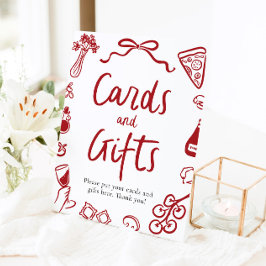 Moderne italienische Pizzakarte und Geschenke Sockelschild