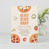 Moderne italienische Slice Slice Baby Pizza 1. Geb Einladung (Stehend Vorderseite)