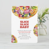 Moderne italienische Slice Slice Pizza Baby Dusche Einladung (Stehend Vorderseite)