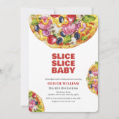Moderne italienische Slice Slice Pizza Baby Dusche Einladung (Vorderseite)