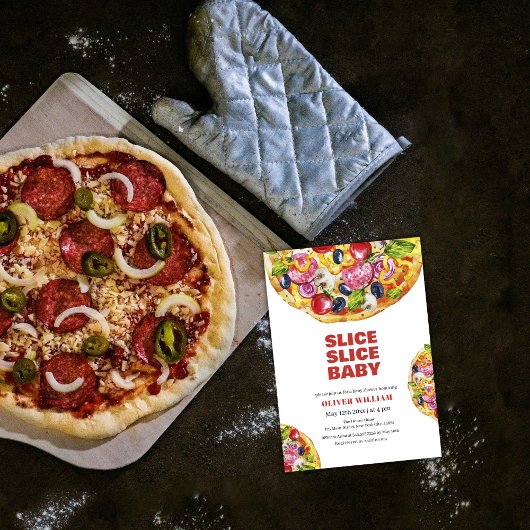 Moderne italienische Slice Slice Pizza Baby Dusche Einladung