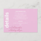 Moderne italienische Sommer-Hochzeitdetails Begleitkarte (Vorderseite)