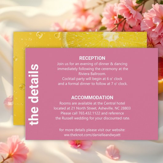 Moderne italienische Sommer-Hochzeitdetails Begleitkarte