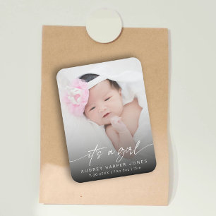 Moderne It's a Girl Baby Neugeborenen-Foto-Script Magnet