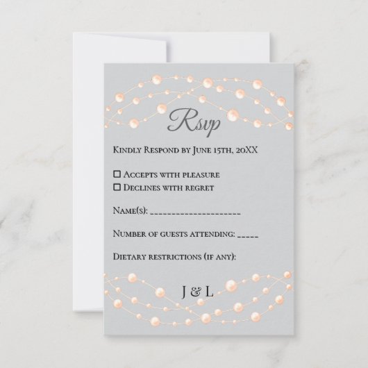 Moderne Ivory-Blush Romantische Perlmutt - Neutral RSVP Karte (Vorderseite)