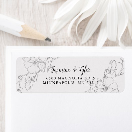 Moderne Ivory Magnolia Blume Rücksendeadresse (Insitu)