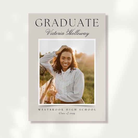 Moderne Ivory One Foto-Abschlussanzeige Einladung