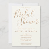 Moderne Ivory Tan Bridal Dusche Einladung (Vorderseite)
