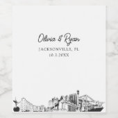 Moderne Jacksonville Sketch Wedding Custom Weinetikett (Einzelnes Label)
