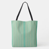 Moderne Jade Green Striped All-over-Print Tote-Tas Tasche (Rückseite)