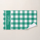 Moderne Jade Green White Buffalo Karos Badhandtuch Set (Handtuch)