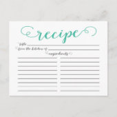 Moderne Jade Script Brautparty Rezept Cards Postkarte (Vorderseite)