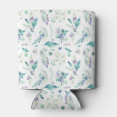 Moderne Jadegrün-Lavendel-Aquarellblume Dosenkühler (Rückseite)