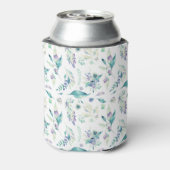 Moderne Jadegrün-Lavendel-Aquarellblume Dosenkühler (Kanne Rückseite)