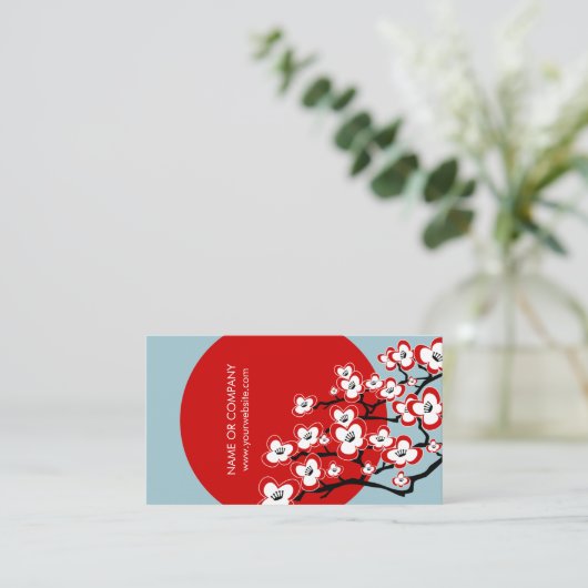 Moderne japanische Kirschblüten-Visitenkarte Visitenkarte (Stehend Vorderseite)