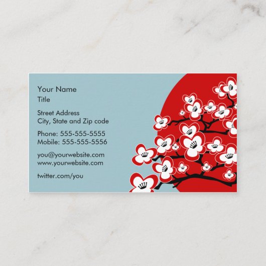 Moderne japanische Kirschblüten-Visitenkarte Visitenkarte (Rückseite)