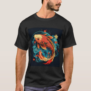 moderne japanische koi-fische mit blumen farbenfro T-Shirt