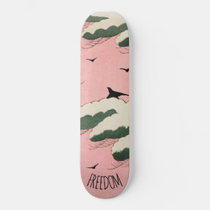 Moderne japanische Kunst Skateboard mit rosa Himme