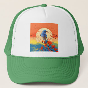 Moderne japanische Natur Vogel in Blütenlandschaft Truckerkappe