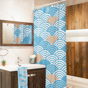 Moderne japanische Seigaiha-Wellen & aufgehende So Duschvorhang