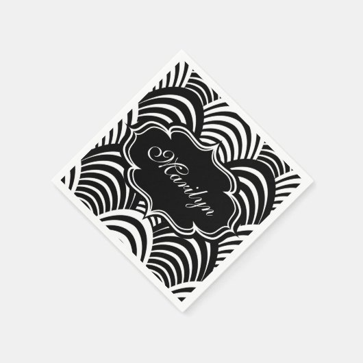 Moderne Jazz-Ära Elegant Black and White 1920s Serviette (Ecke)