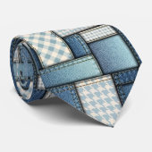 Moderne Jeans-Patchwork-Mosaik-Muster Krawatte (Gerollt)