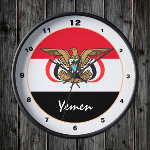 Moderne Jemen-Flagge, patriotische Zuhause / Desig Runde Wanduhr