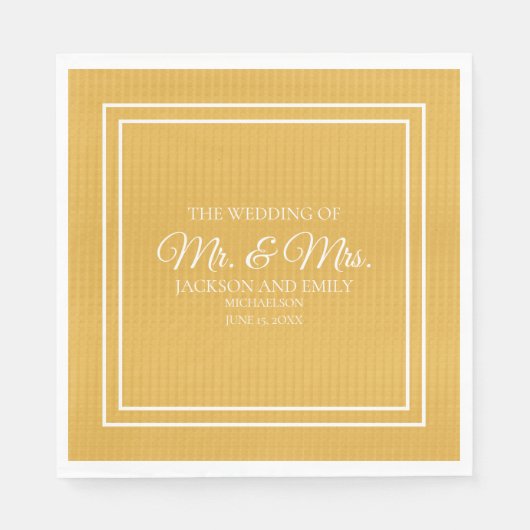 Moderne Jewel Tone Mustard Yellow White Wedding Serviette (Vorderseite)