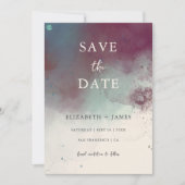 Moderne Jewel Tones Boho Wedding retten das Datum Einladung (Vorderseite)