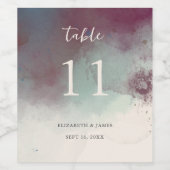 Moderne Jewel Tones Boho Wedding Tischnummer Weinetikett (Einzelnes Label)