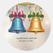 Moderne Jingle Bells Christmas Ornament Baby Showe Runder Aufkleber (Vorderseite)