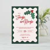 Moderne Jingle und Mingle Holiday Party Einladung (Stehend Vorderseite)
