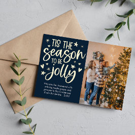 Moderne Jolly Foto Foil Holiday Card Folien Feiertagskarte