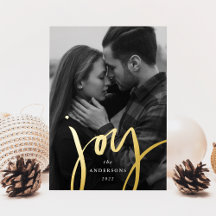 Moderne Joy-Schrift Rot und Gold Foto