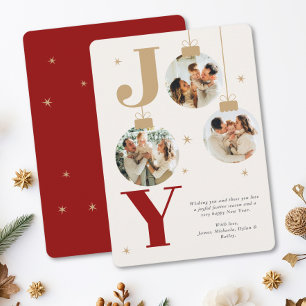 Moderne JOY-Weihnachtsdekoration Familienfoto Feiertagskarte