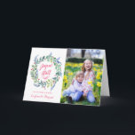 Moderne Joyeux Noël | Carte De Foto De Noël Feiertagskarte<br><div class="desc">Carte moderne avec Foto. Es gibt eine Speisekarte mit einem Fleurs-Peintes und einem Foto,  der mit Textilien und anderen Zutaten gefüllt ist.</div>