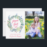 Moderne Joyeux Noël | Carte De Foto De Noël Feiertagskarte<br><div class="desc">Carte moderne avec Foto. Es gibt eine Speisekarte mit einem Fleurs-Peintes und einem Foto,  der mit Textilien und anderen Zutaten gefüllt ist.</div>