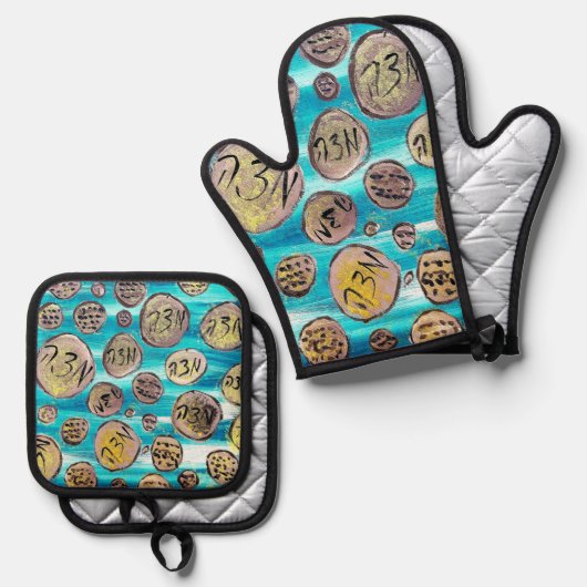 Moderne Joyful Matzah Ofenhandschuh & Topflappen-Set (Vorderseite/Rückseite)