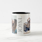 Moderne Joyful Typografie 2 Foto Zweifarbige Tasse (Mittel)