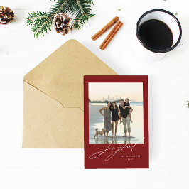 Moderne Joyline Foto Holiday Card Rot Feiertagskarte