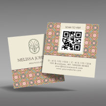 Moderne Jugendstil-Quadrat-QR-Code-Visitenkarte