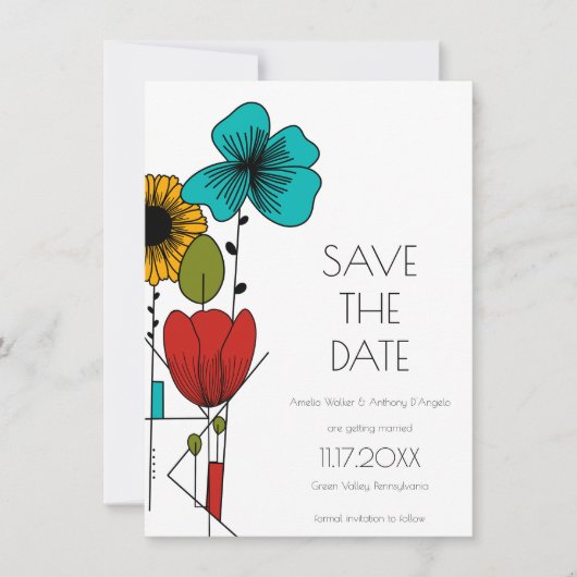 Moderne Jugendstil-Save the Date Einladung (Vorderseite)