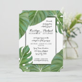 Moderne Jung Topical Beach Coastal Blätter Hochzei Einladung (Stehend Vorderseite)