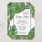 Moderne Jung Topical Beach Coastal Blätter Hochzei Einladung (Vorne/Hinten)