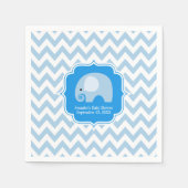 Moderne junge Blue Elephant Baby Dusche Zickzack Serviette (Vorderseite)