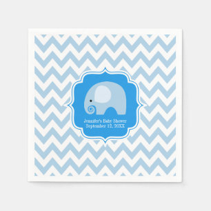 Moderne junge Blue Elephant Baby Dusche Zickzack Serviette