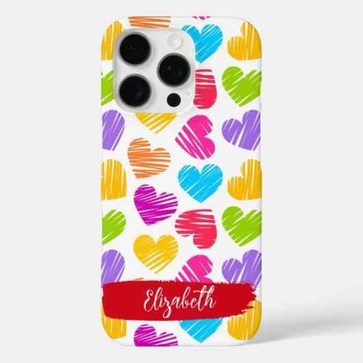 Moderne, junge, lebendige, doodled Herz-Muster Nam Case-Mate iPhone Hülle (Rückseite)