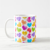 Moderne, junge, lebendige, doodled Herz-Muster Nam Kaffeetasse (Links)