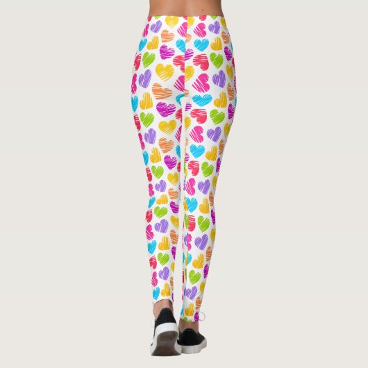 Moderne, junge, lebendige, doodled Herz-Muster Nam Leggings (Rückseite)